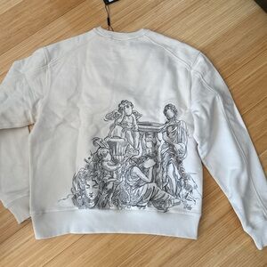 Women's White Graphic Crew Neck Sweater